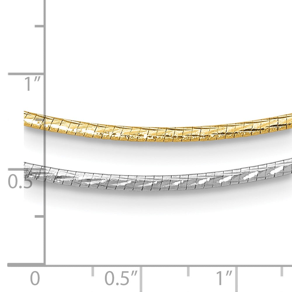 14K Gelb & Rhodium Weißgold Wendbar Adj. Omega Halskette