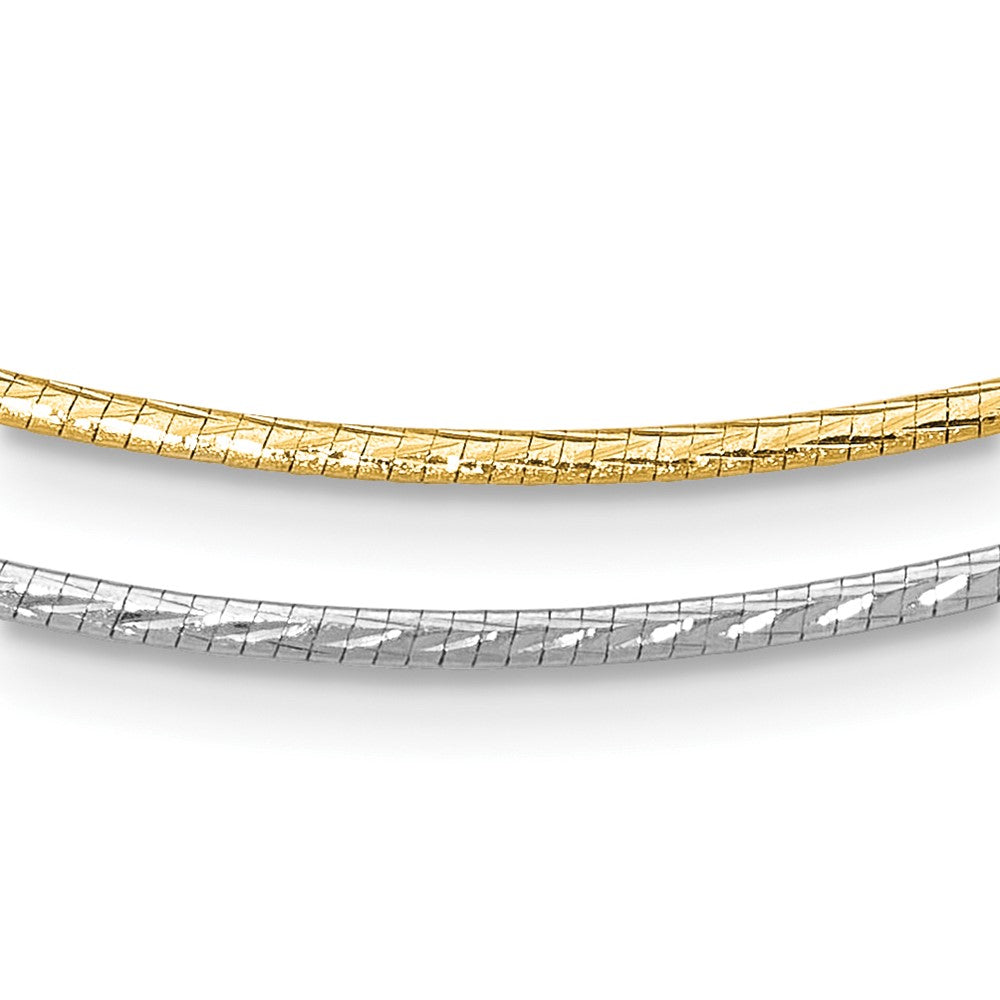14K Gelb & Rhodium Weißgold Wendbar Adj. Omega Halskette