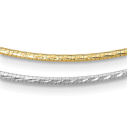 14K Gelb & Rhodium Weißgold Wendbar Adj. Omega Halskette