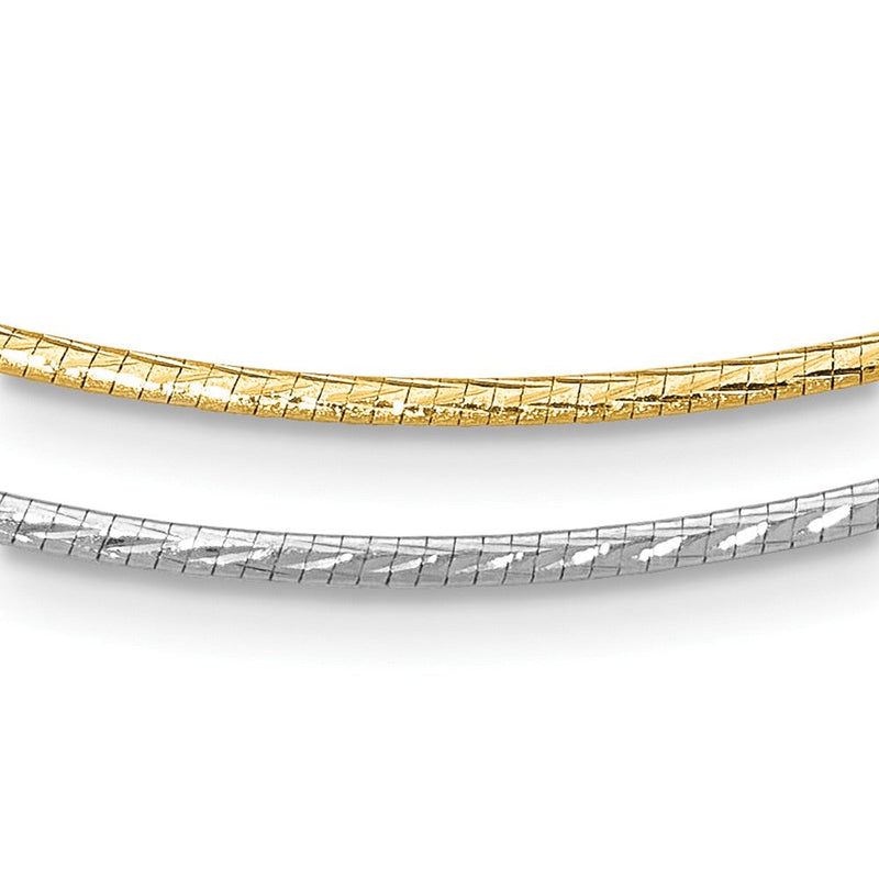 14K Gelb & Rhodium Weißgold Wendbar Adj. Omega Halskette