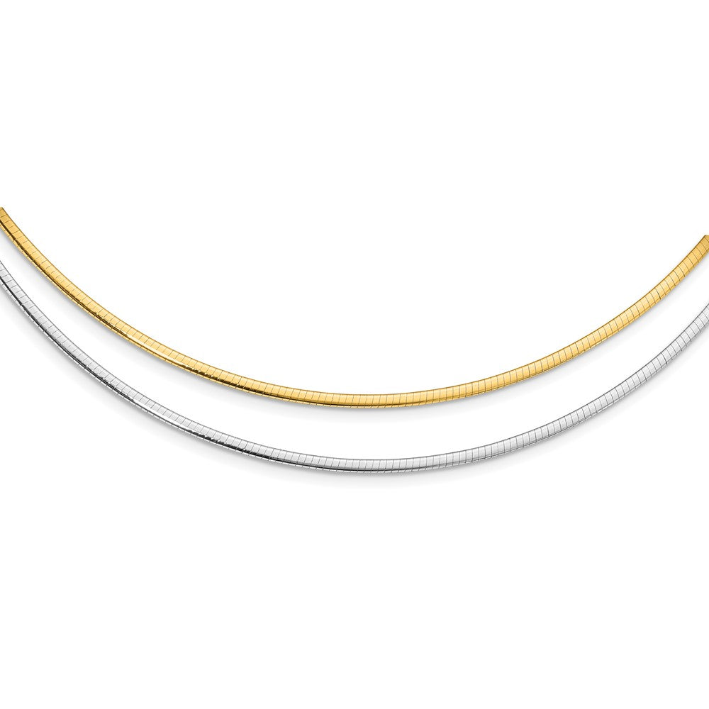 14K Bicolor 2mm Wendbar Adj. Kette Omega Halskette