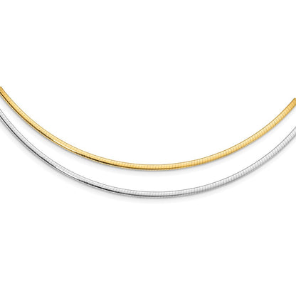 14K Bicolor 2mm Wendbar Adj. Kette Omega Halskette