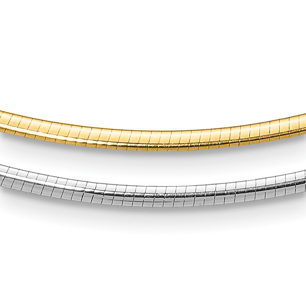 14K Bicolor 2mm Wendbar Adj. Kette Omega Halskette
