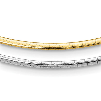 14K Bicolor 2mm Wendbar Adj. Kette Omega Halskette