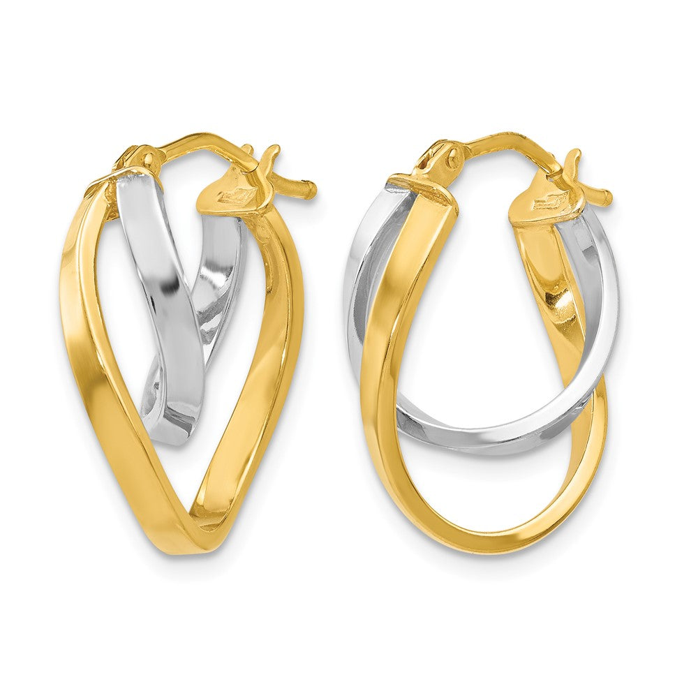 14K Gelb & Rhodium mit Poliert Klappbar Creolen