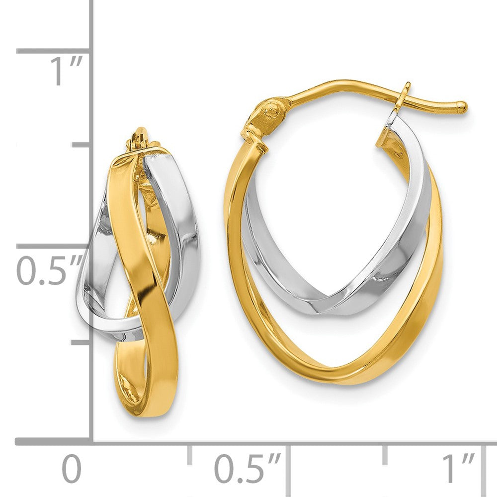 14K Gelb & Rhodium mit Poliert Klappbar Creolen