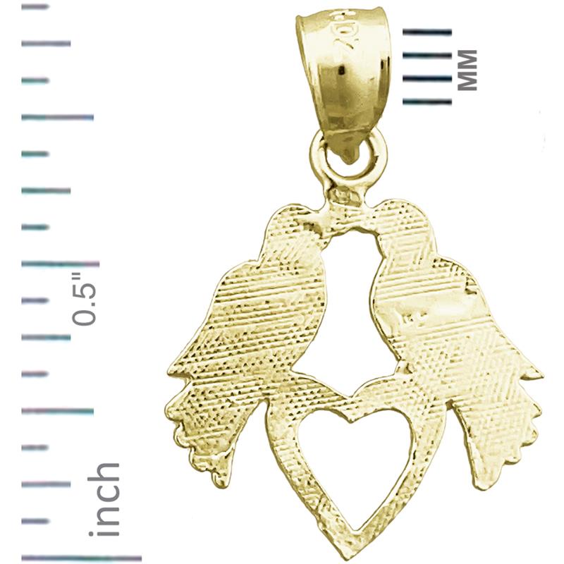 585 Gold Liebesvögel mit Herz-Charm