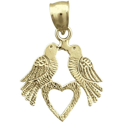 585 Gold Liebesvögel mit Herz-Charm