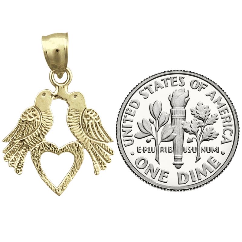 585 Gold Liebesvögel mit Herz-Charm