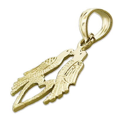 585 Gold Liebesvögel mit Herz-Charm