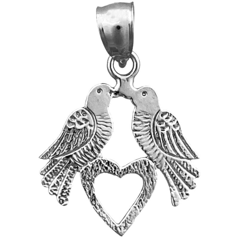 585 Gold Liebesvögel mit Herz-Charm