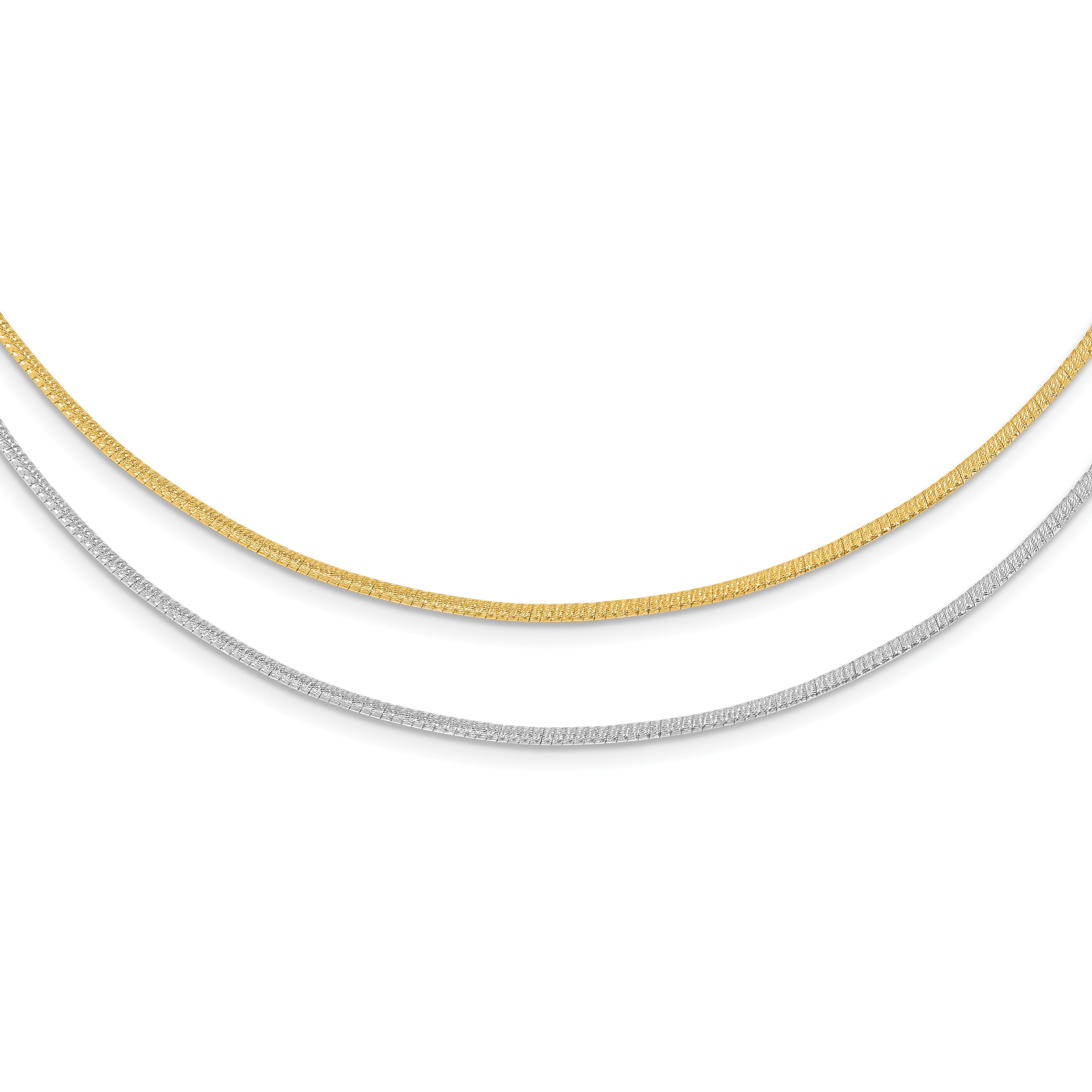 14K Bicolor Diamantiert Wendbar 2mm Verstellbar Omega Halskette