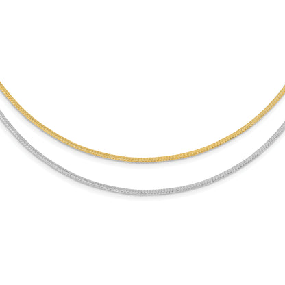 14K Bicolor Diamantiert Wendbar 2mm Verstellbar Omega Halskette