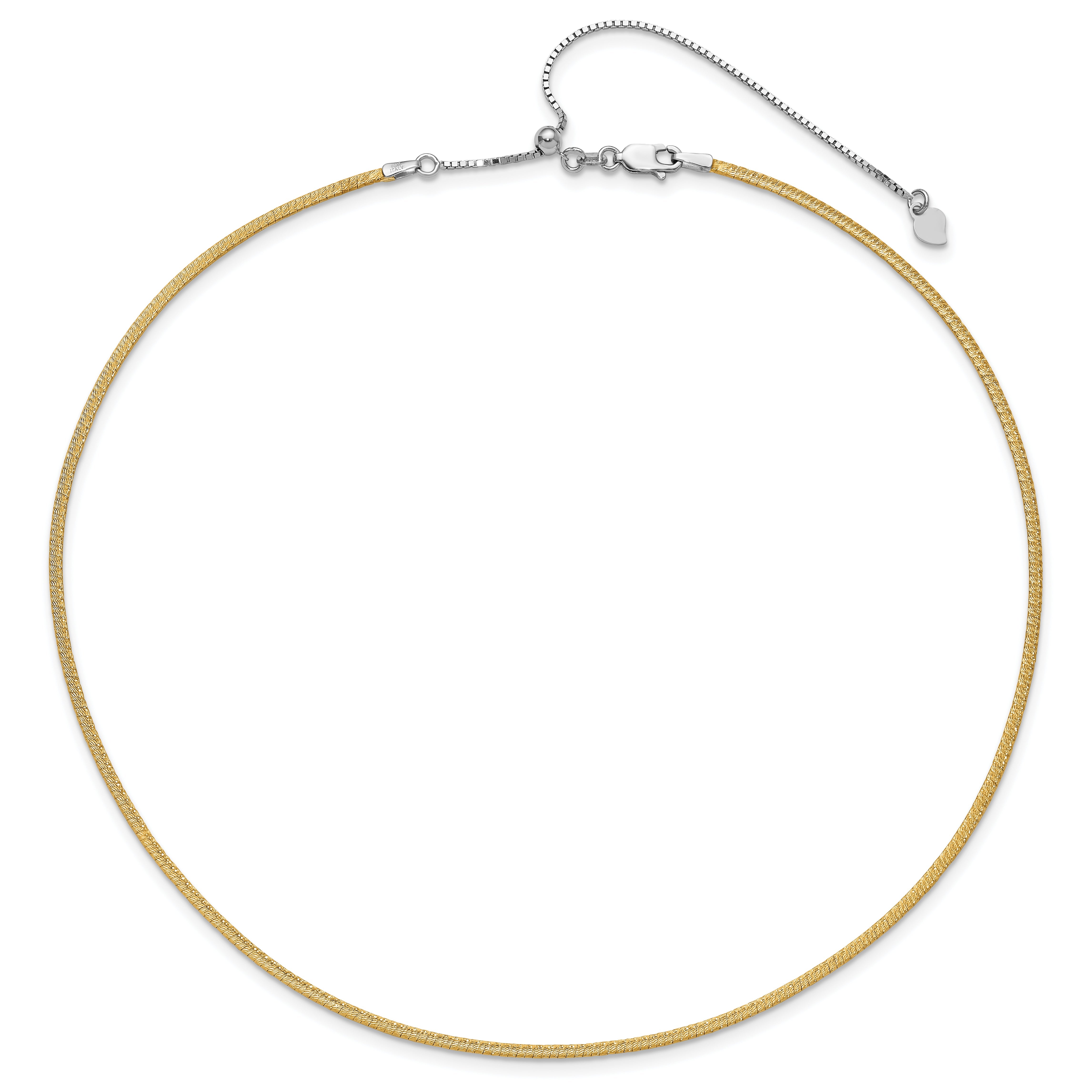 14K Bicolor Diamantiert Wendbar 2mm Verstellbar Omega Halskette
