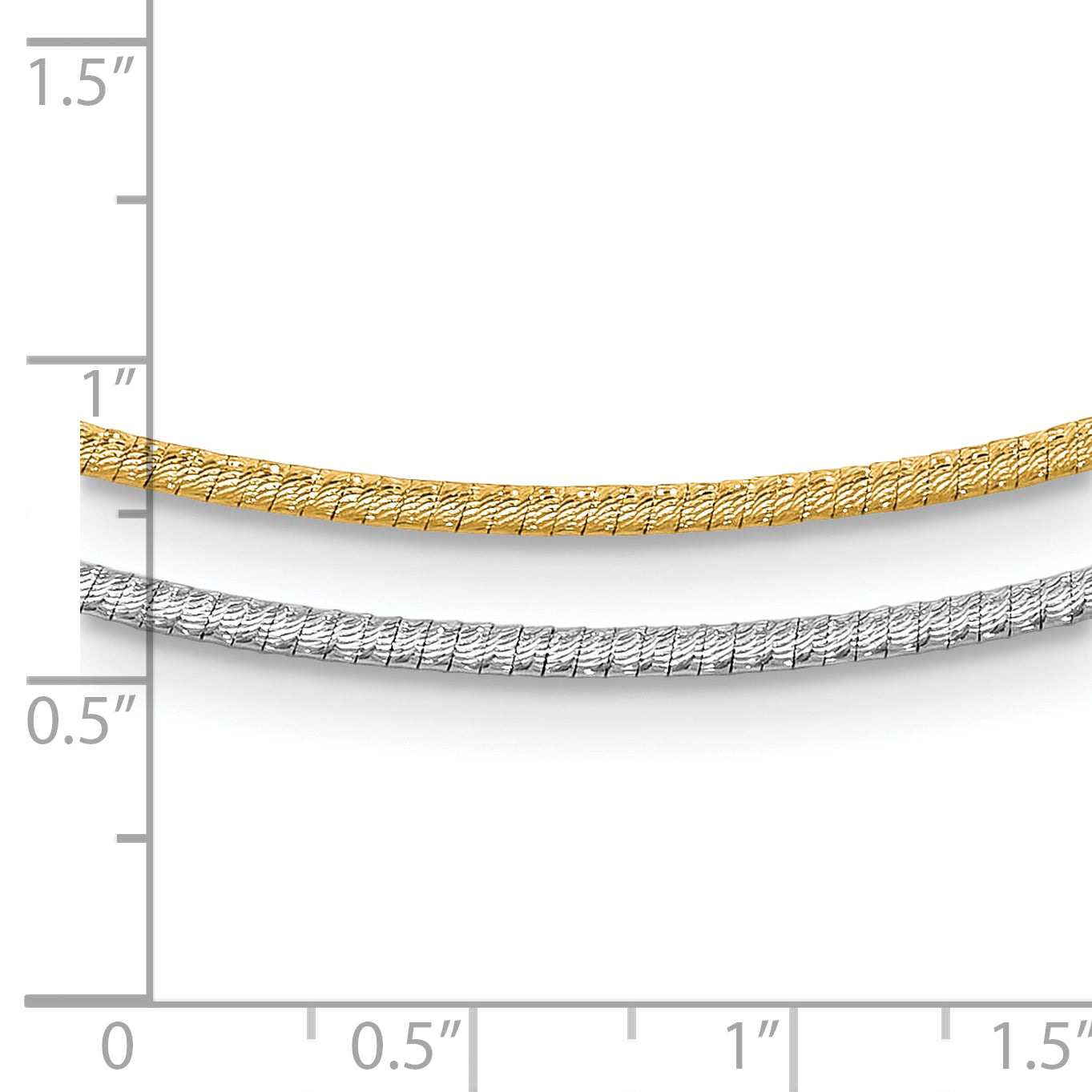14K Bicolor Diamantiert Wendbar 2mm Verstellbar Omega Halskette