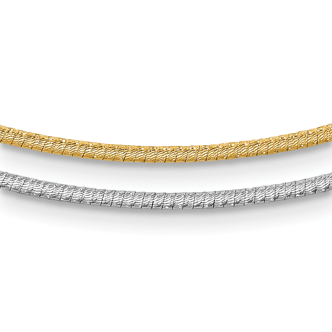 14K Bicolor Diamantiert Wendbar 2mm Verstellbar Omega Halskette
