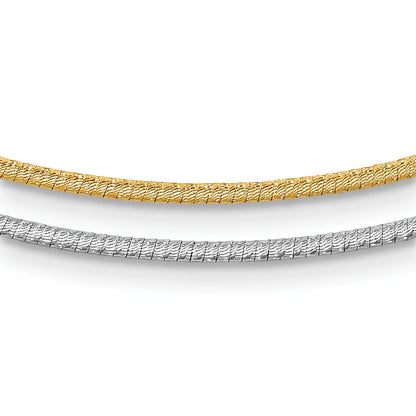 14K Bicolor Diamantiert Wendbar 2mm Verstellbar Omega Halskette