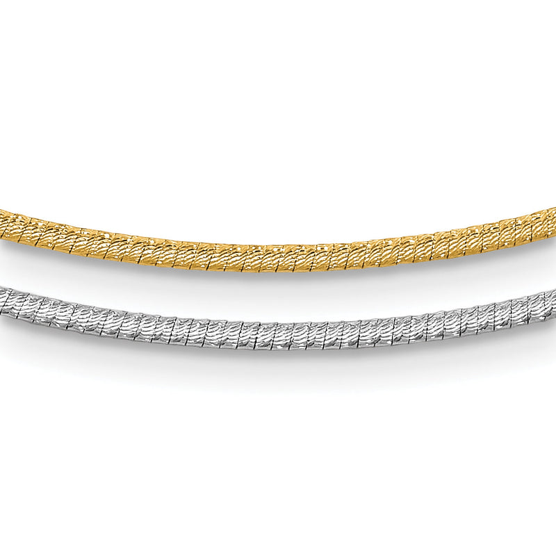 14K Bicolor Diamantiert Wendbar 2mm Verstellbar Omega Halskette