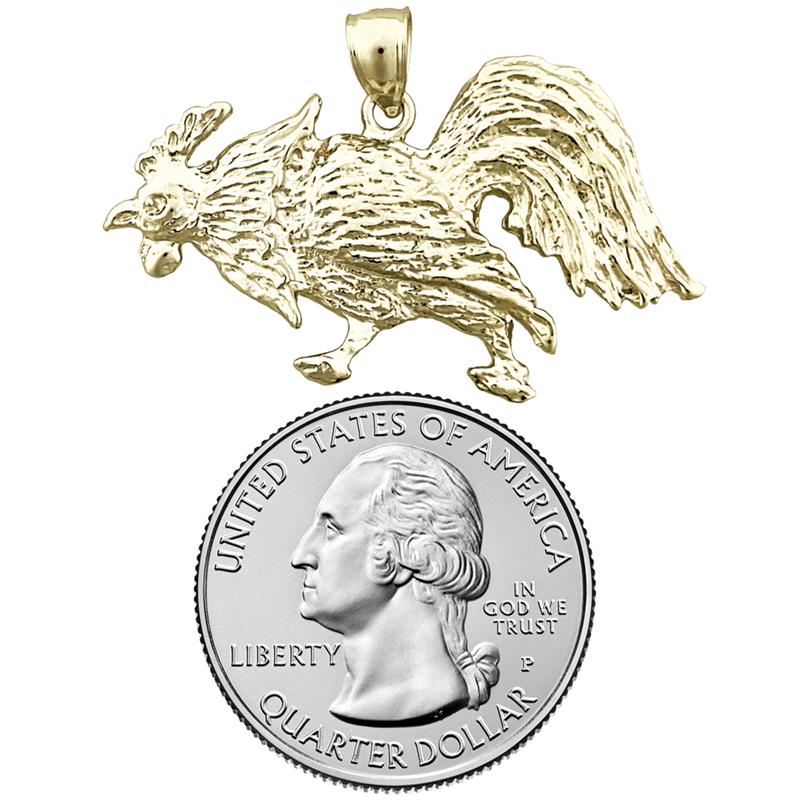 14K Gold Anhänger mit pickendem Hahn