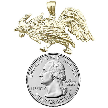 14K Gold Anhänger mit pickendem Hahn