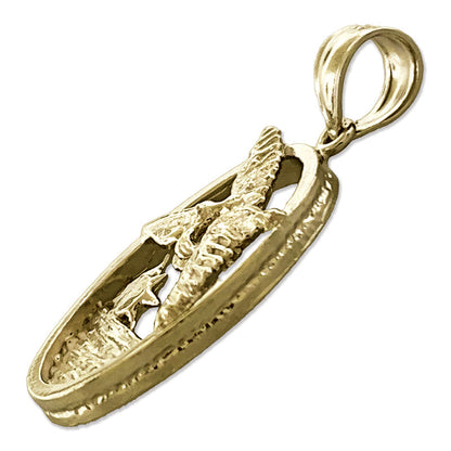 14K Gold Flying Pelican Medallion