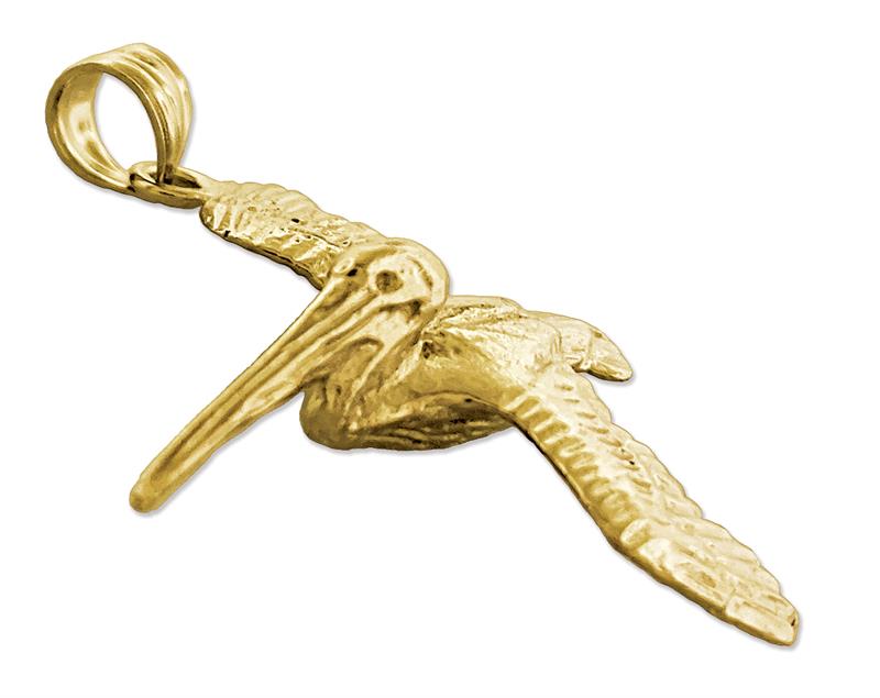 14K Gold Anhänger fliegender Pelikan