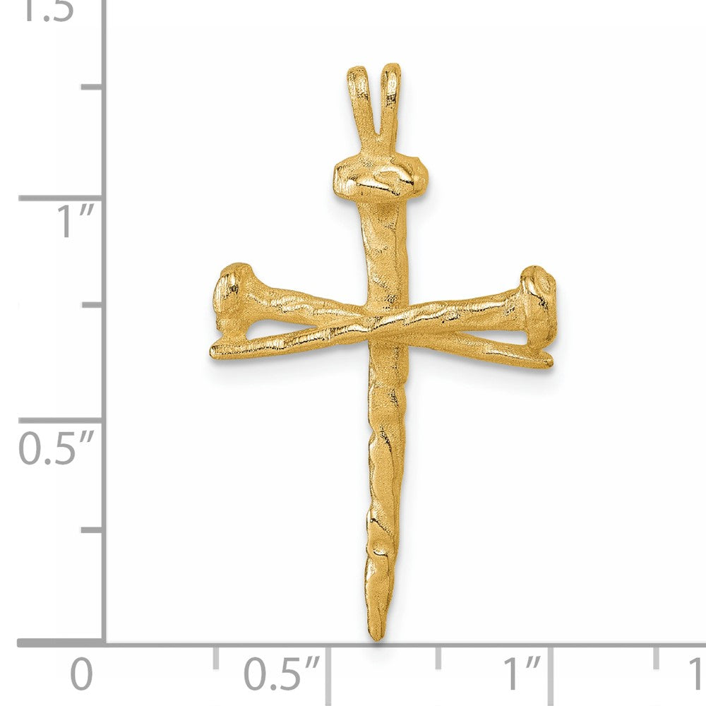 14K Gelbgold polierter Nagel-Kreuz-Charm