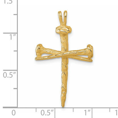 14K Gelbgold polierter Nagel-Kreuz-Charm