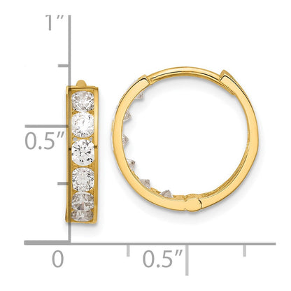 14K Gelbgold Poliert Zirkonia 4x16mm Huggie Creolen