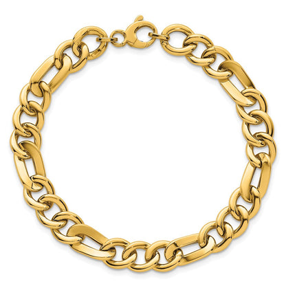 14K Gelbgold Poliert 8.3mm Fantasie Figaro Glieder Gliederarmband