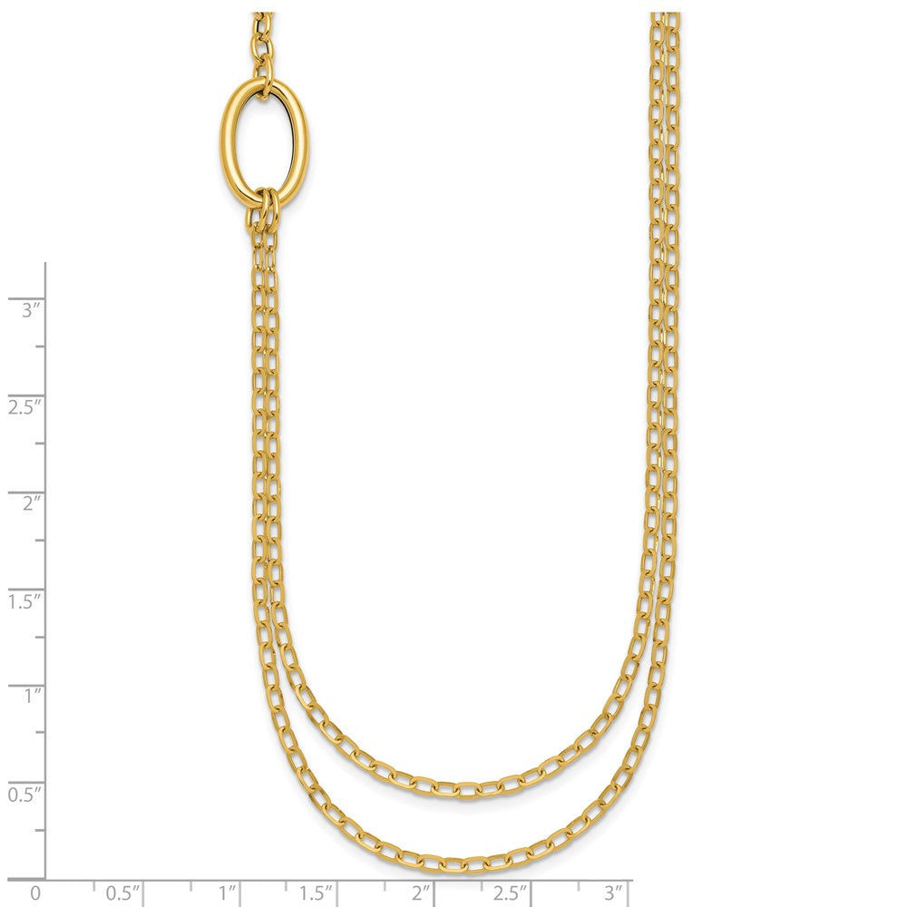 14K Gelbgold Poliert Oval Doppelt Strang Ankerkette Kette 18 Zoll Halskette