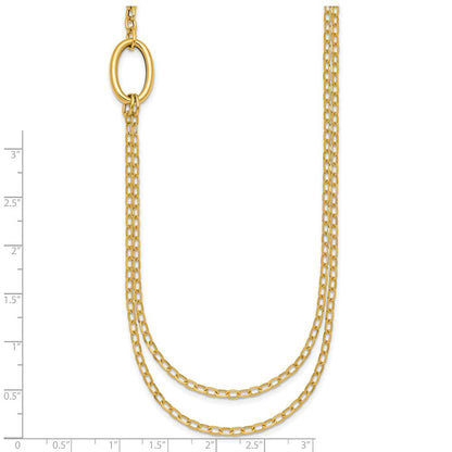 14K Gelbgold Poliert Oval Doppelt Strang Ankerkette Kette 18 Zoll Halskette