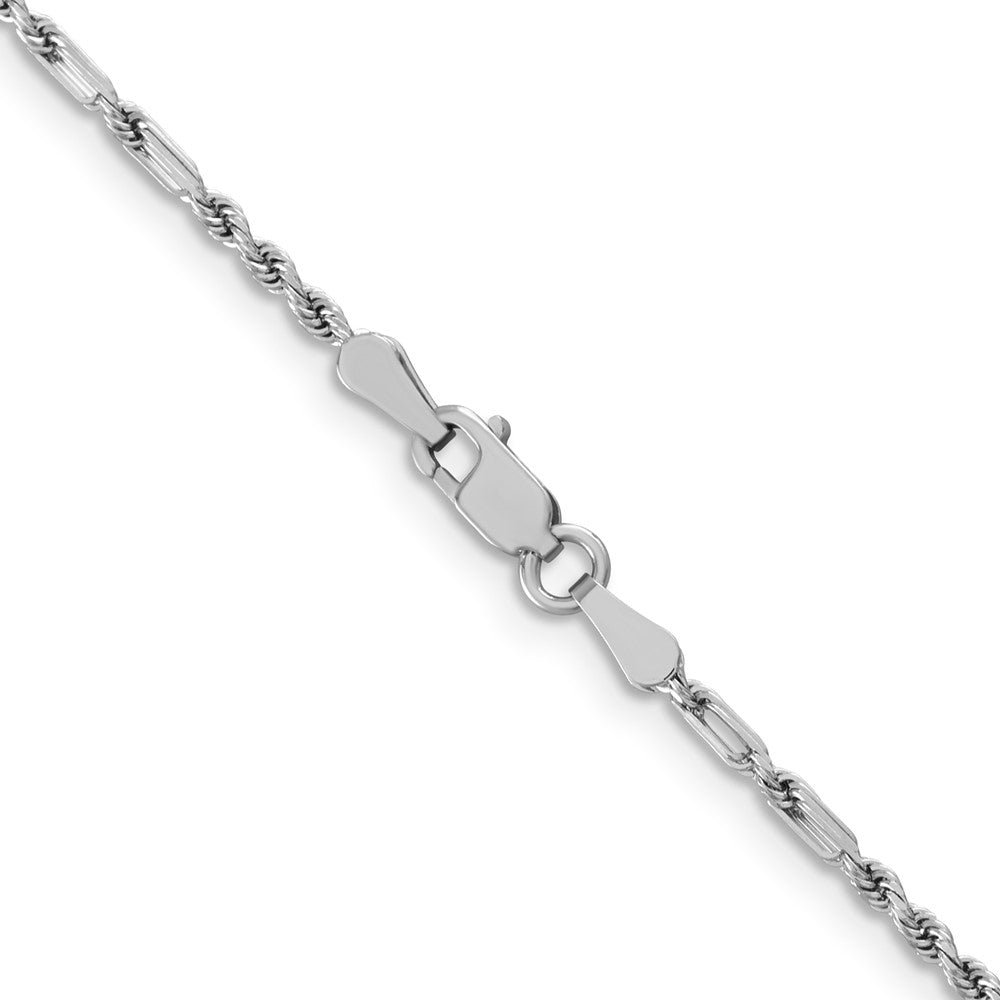 14K Weißgold 1.8mm Diamantiert Milano Kordel Halskette
