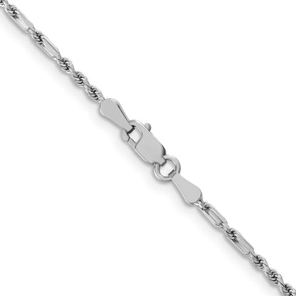 14K Weißgold 1.8mm Diamantiert Milano Kordel Halskette