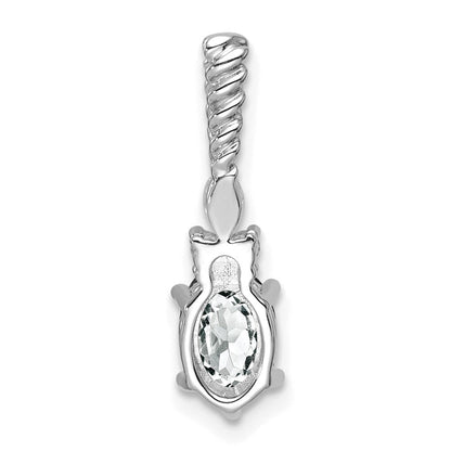 14K Weißgold Diamant und 7x5 Oval April/white Topas Gedreht Kette Anhänger
