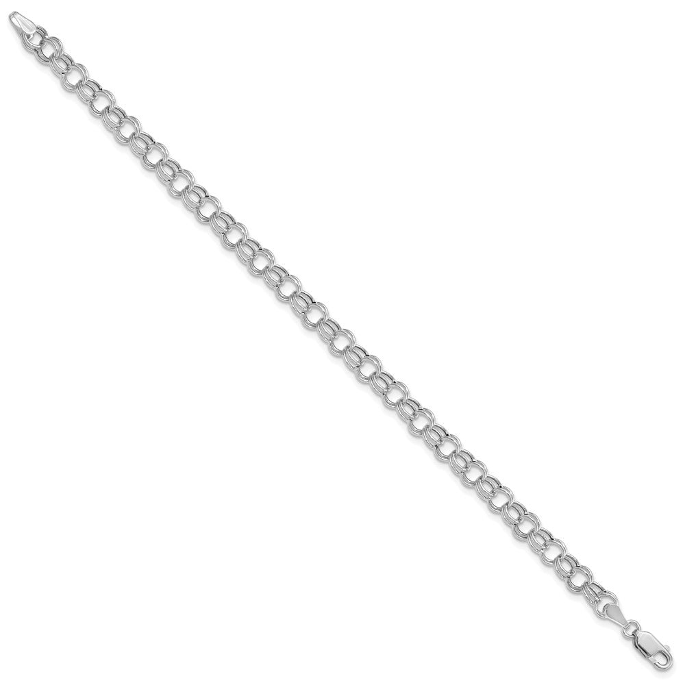 14K Weißgold 6mm Hohl Doppelt Glieder Charm Armband