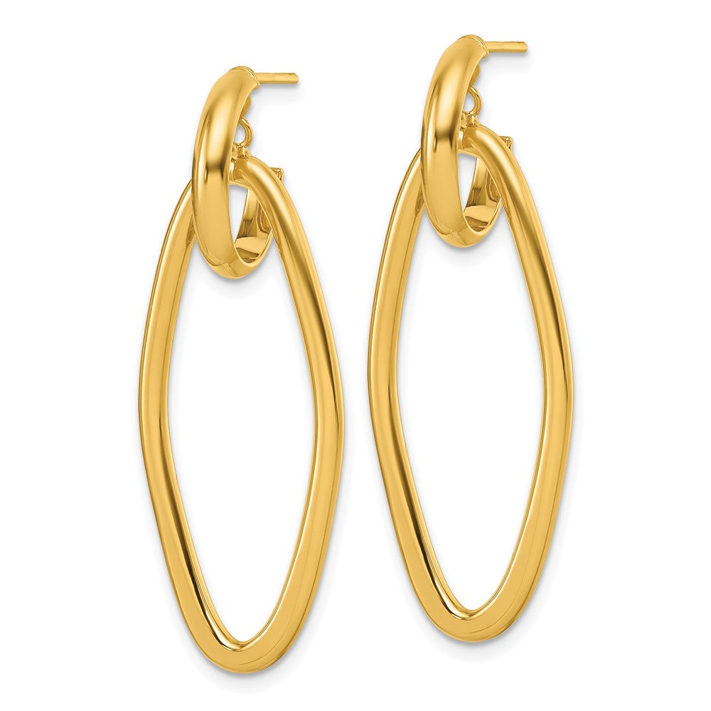 14K Gelbgold Poliert Oval Hängend C-hoop Ohrstecker