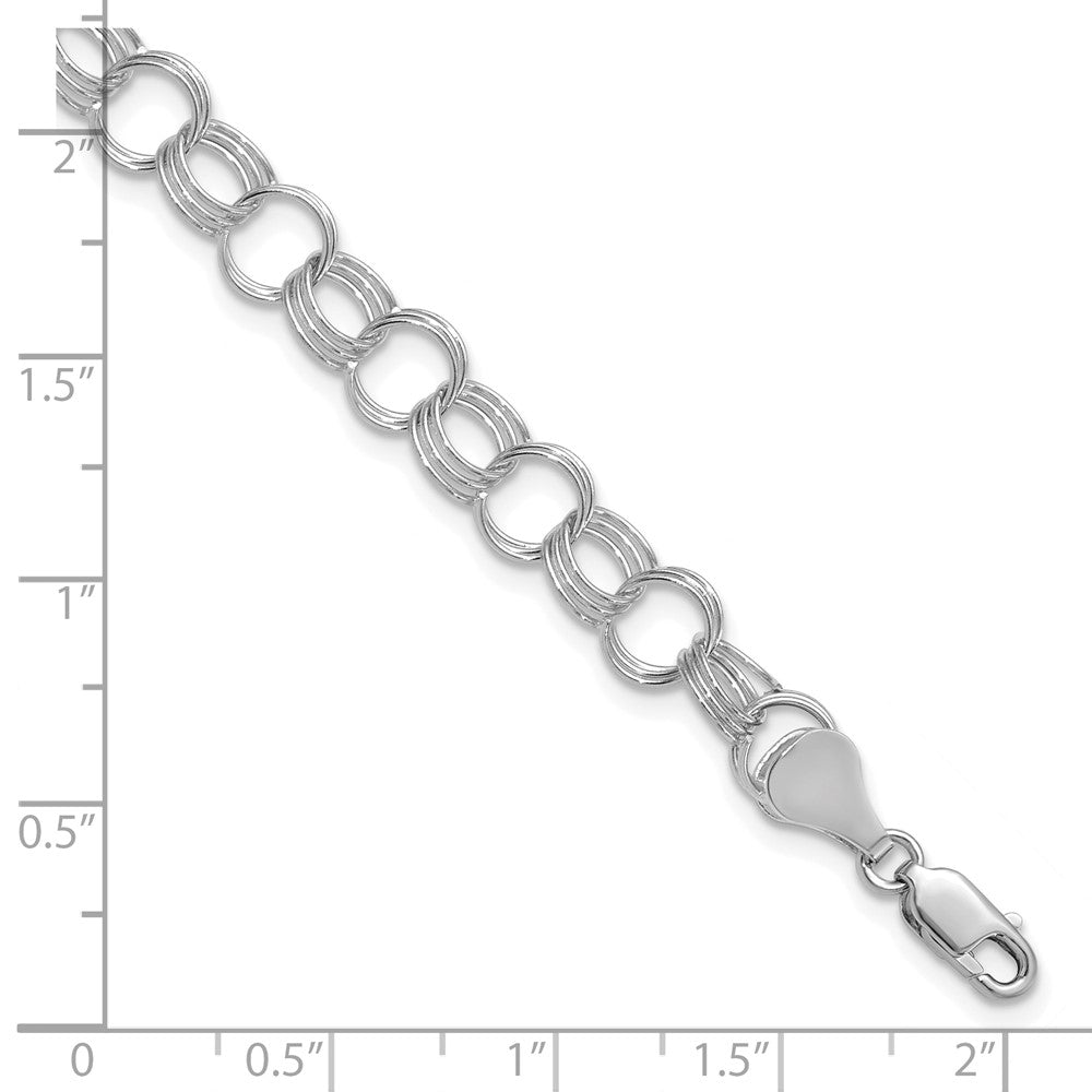 14K Weißgold 7mm Massiv Dreifach Glieder Charm Armband