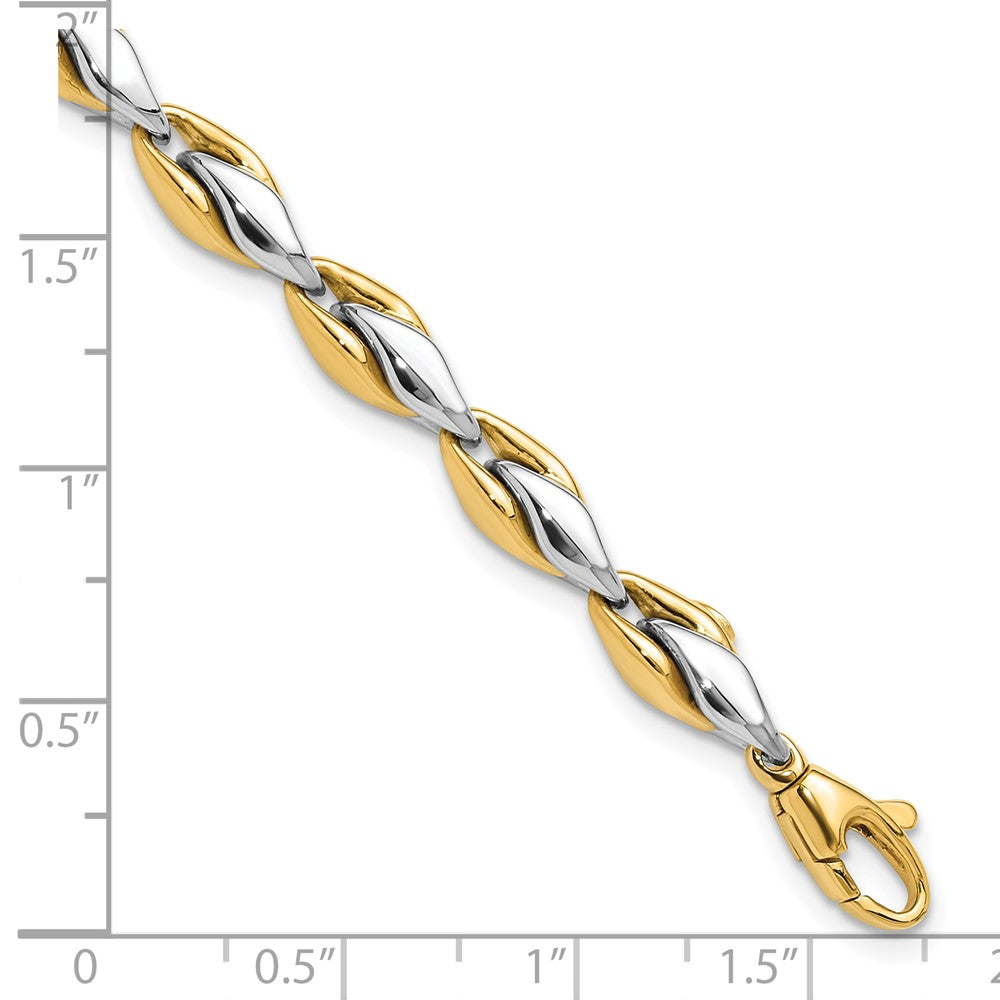 14K Bicolor Gold Bicolor Poliert 5.6mm Fantasieglieder Gliederarmband