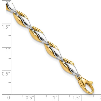 14K Bicolor Gold Bicolor Poliert 5.6mm Fantasieglieder Gliederarmband