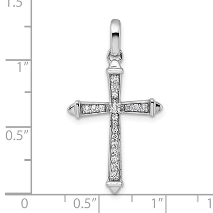 14K Weißgold Diamant-Kreuzanhänger, 0,2 Karat