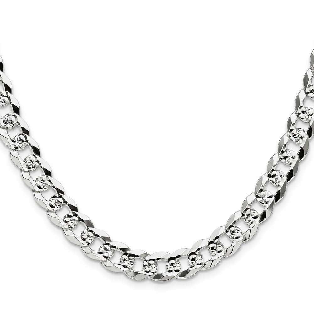 Sterlingsilber 8.25mm Flach Diamantiert Pavé Panzer 24 Zoll Kette
