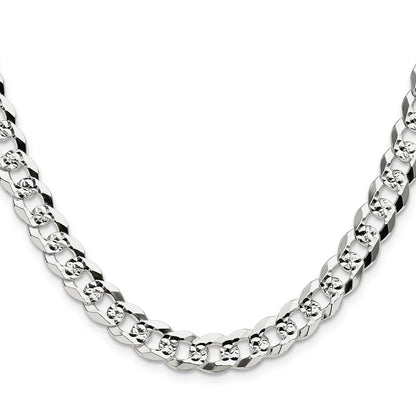 Sterlingsilber 8.25mm Flach Diamantiert Pavé Panzer 24 Zoll Kette