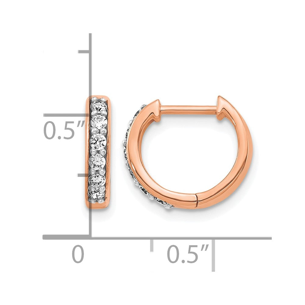 14K Roségold Creolen mit Scharnier, 0,25K Diamanten
