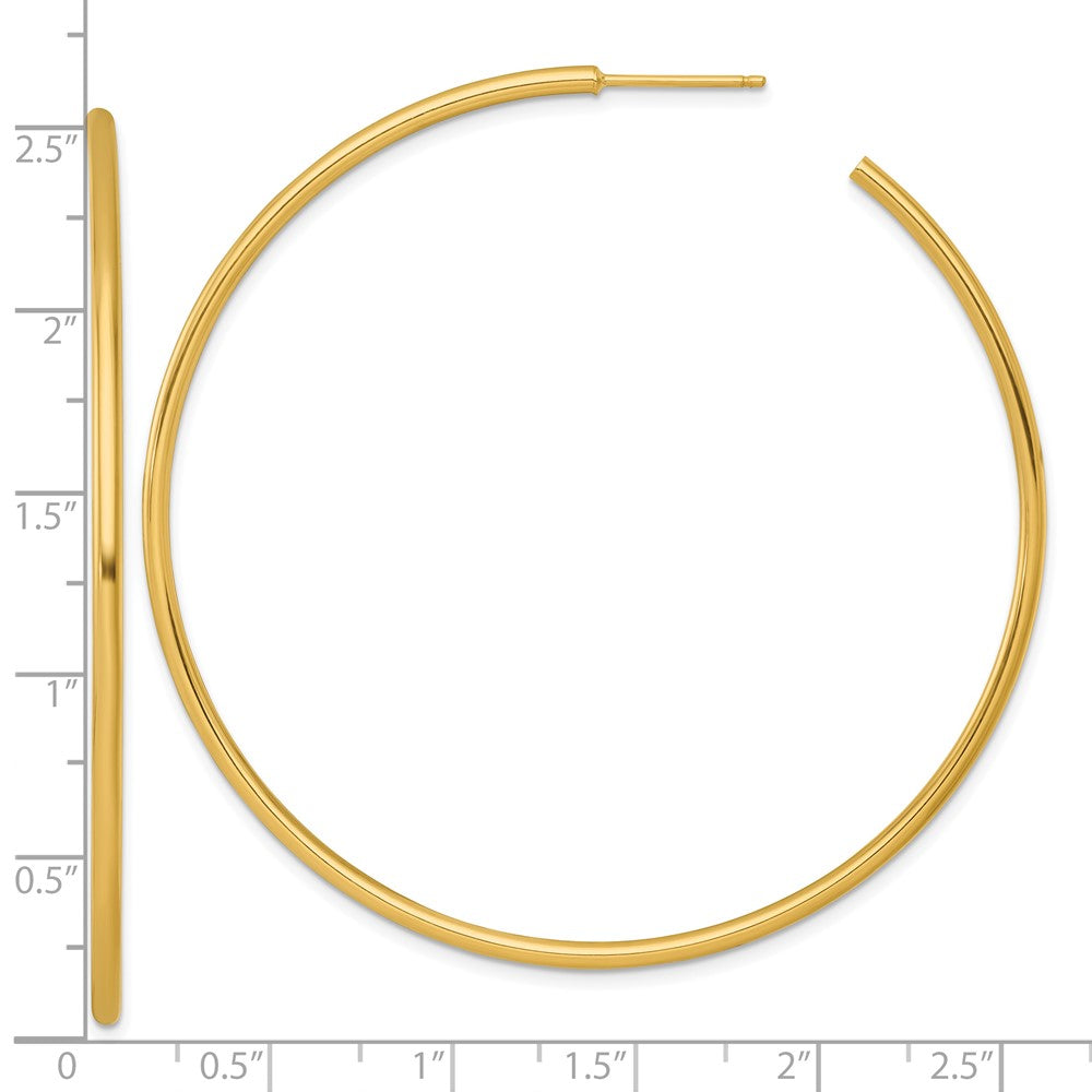 14K Gelbgold Poliert 2.0 X 65mm Röhre C-hoop Ohrstecker