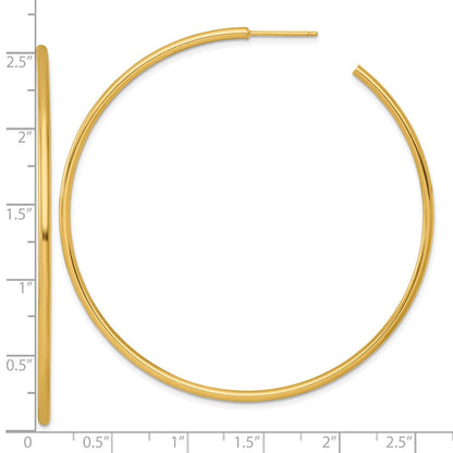 14K Gelbgold Poliert 2.0 X 65mm Röhre C-hoop Ohrstecker