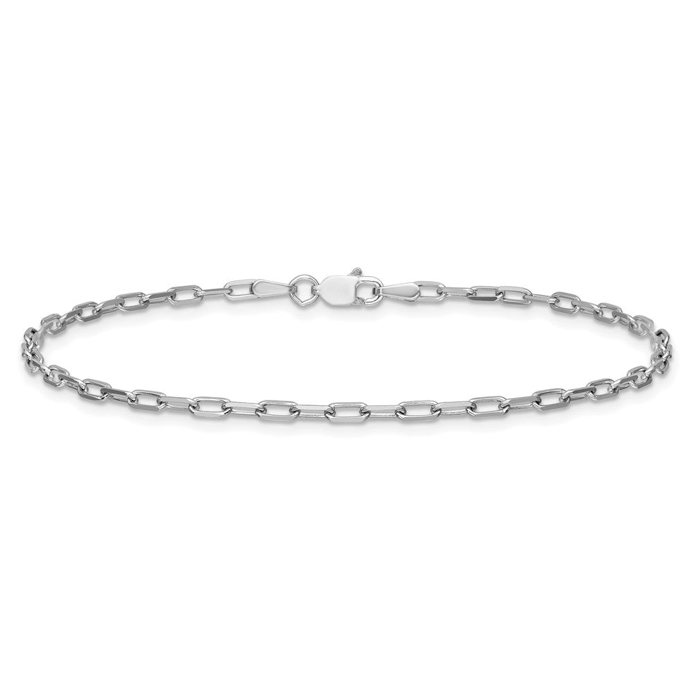 14K Weißgold 2.1mm Massiv Abgeschrägt Büroklammer Kette Fußkettchen