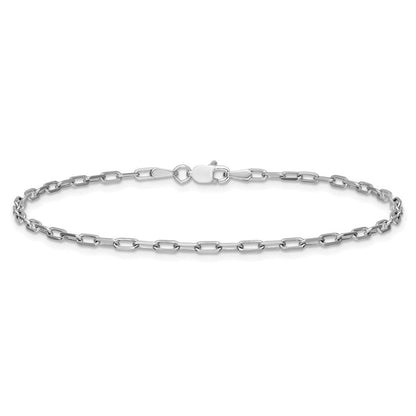 14K Weißgold 2.1mm Massiv Abgeschrägt Büroklammer Kette Fußkettchen