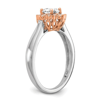 True Origin 14K Bicolor Weiß- und Roségold Verlobungsring mit 0,25 ct. im Labor gezüchtetem Diamant VS+ F+, Halbfassung, Rund, Halo
