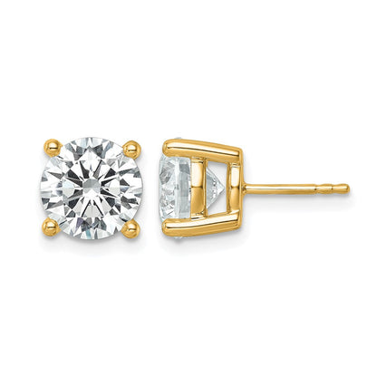 14K Gelbgold Ohrstecker mit 6K zertifizierten, im Labor gezüchteten Diamanten, VS/SI+ G+, rund, komplette Vier-Krappen-Fassung, leichtgewichtig